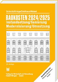 Baukosten 2024/2025
Band 1: Altbau –
Instandsetzung, Sanierung, Modernisierung, Umnutzung
<p>vollständig neu bearbeitete Auflage 2024/2025
Der Katalog ist zur Zeit ausverkauft und wird nach Durchsicht nachgedruckt.
Über 2000 aktuelle Kostenwerte für die Kostenplanung und Kostenkontrolle
Entsprechend der DIN 276 (2018) geordnet,
<p>
Stand: II/2024 Index 129,4 (2021=100)<br>
Aktueller Indexwert II/2025: 133,6 -  

